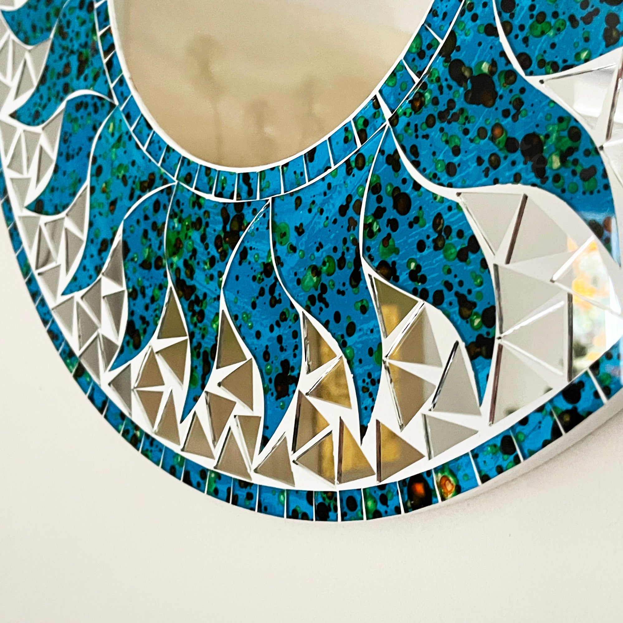 Blue Sun Mosaic Wall Mirror 40cm