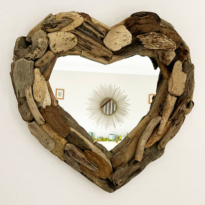 Driftwood Love Heart Wall Mirror