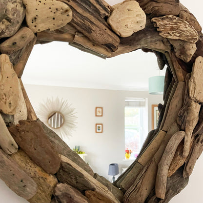 Driftwood Love Heart Wall Mirror