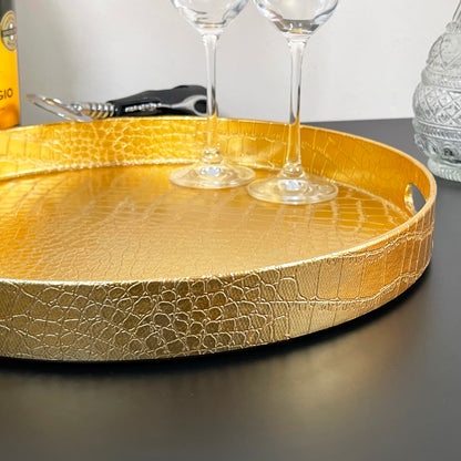 Faux Gold Snake Skin Decorative Tray