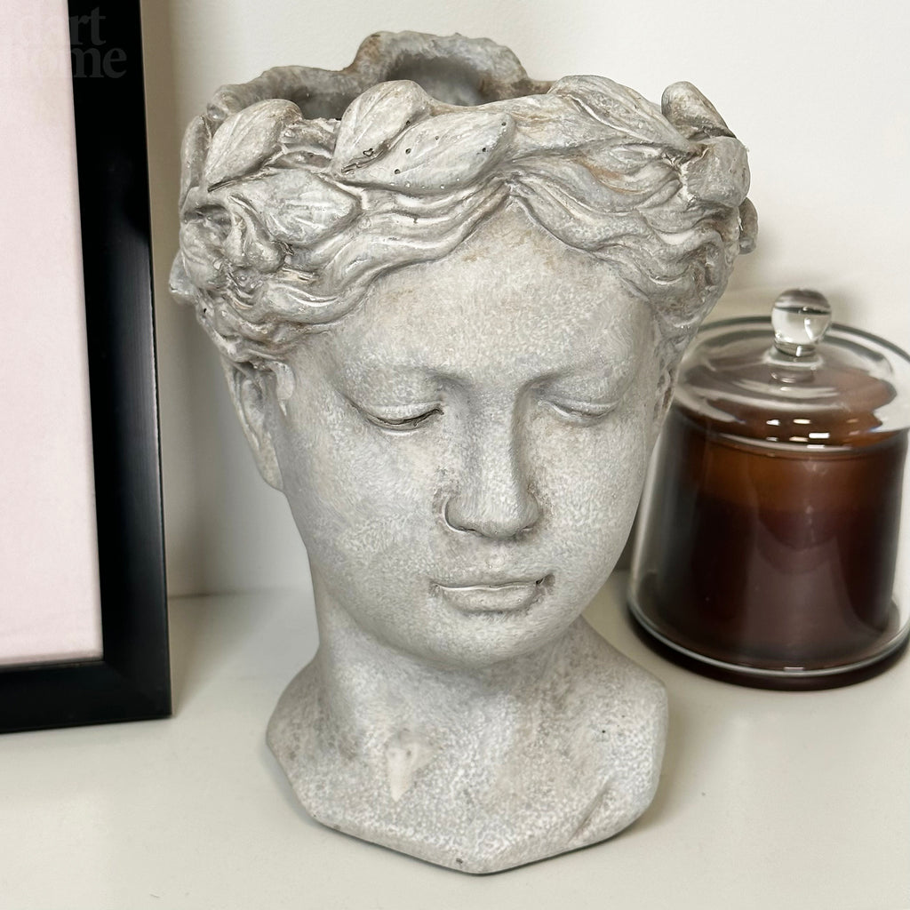 Stone Effect Goddess Head Pot Cover