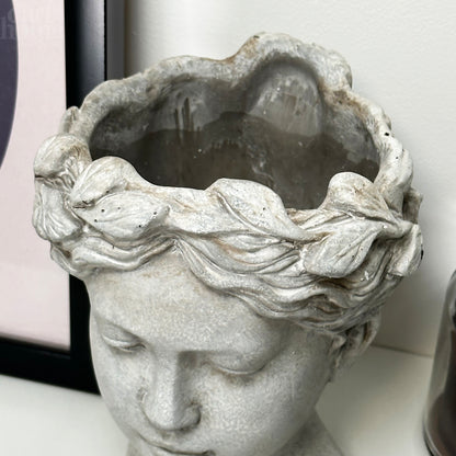 Stone Effect Goddess Head Pot Cover