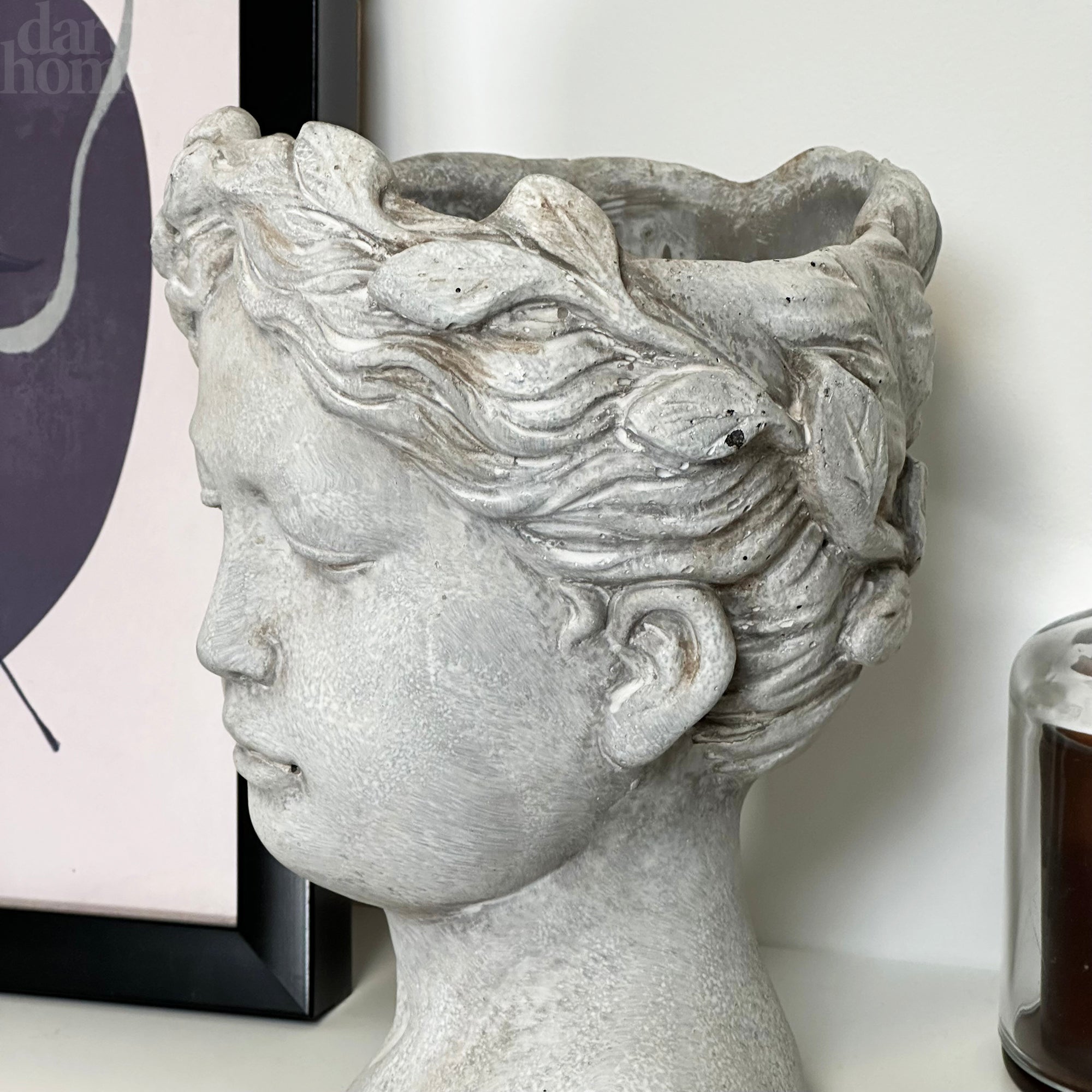 Stone Effect Goddess Head Pot Cover
