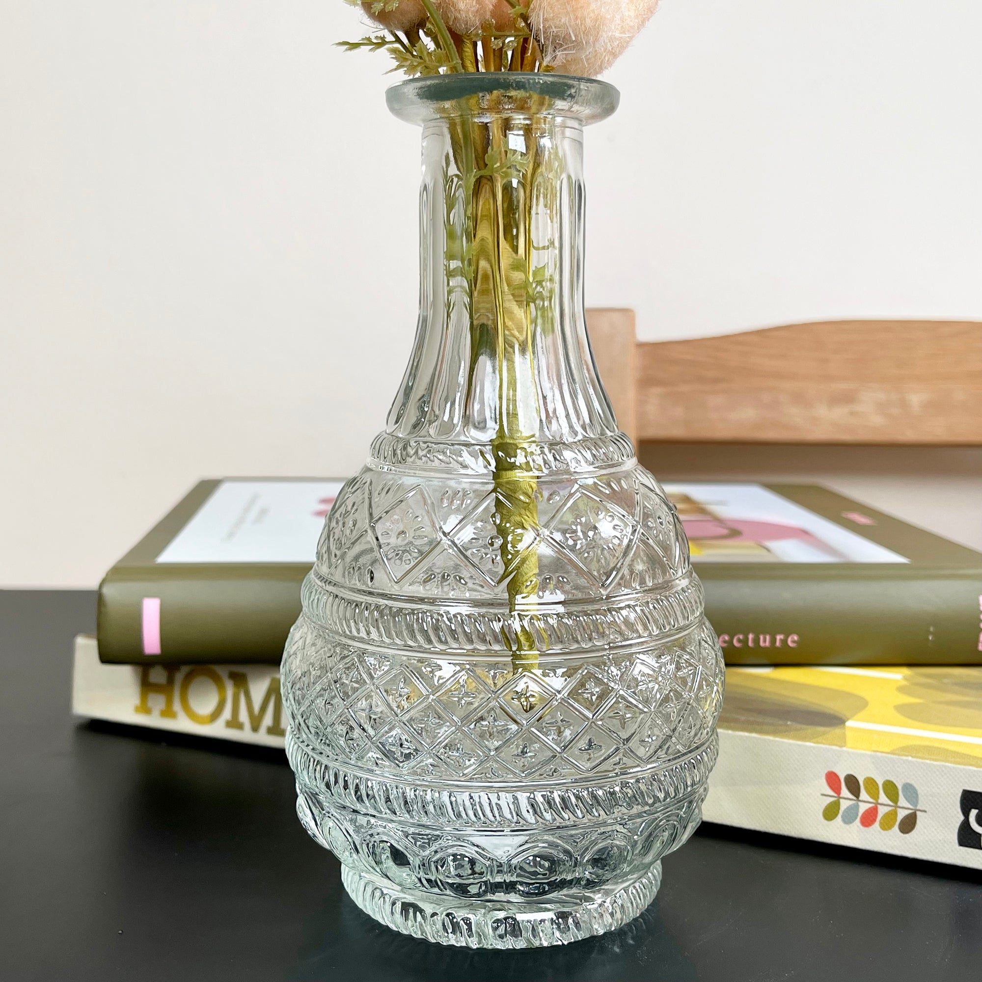 Set Of 2 Large Clear Glass Vases - Round