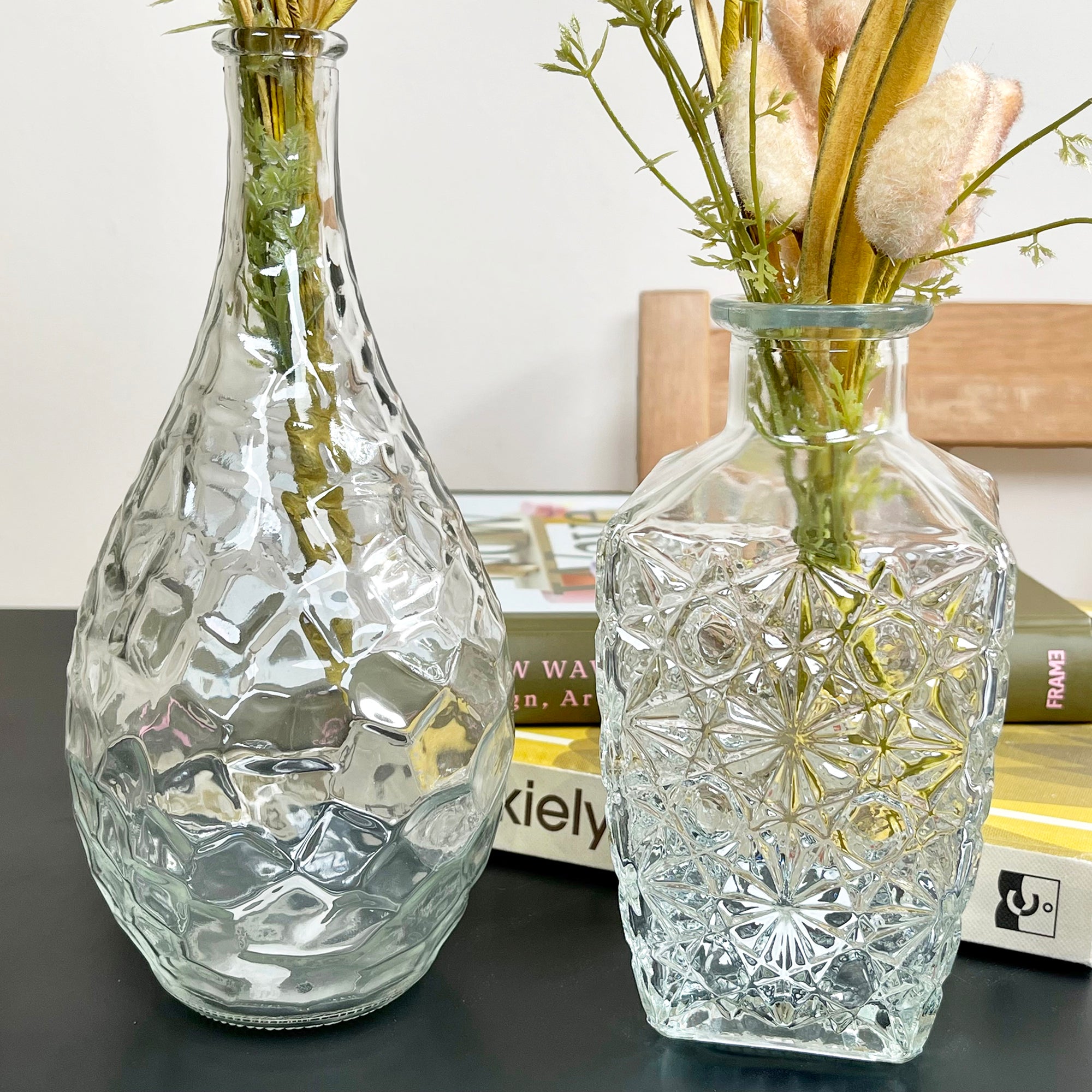 Set Of 2 Glass Bottle Vases