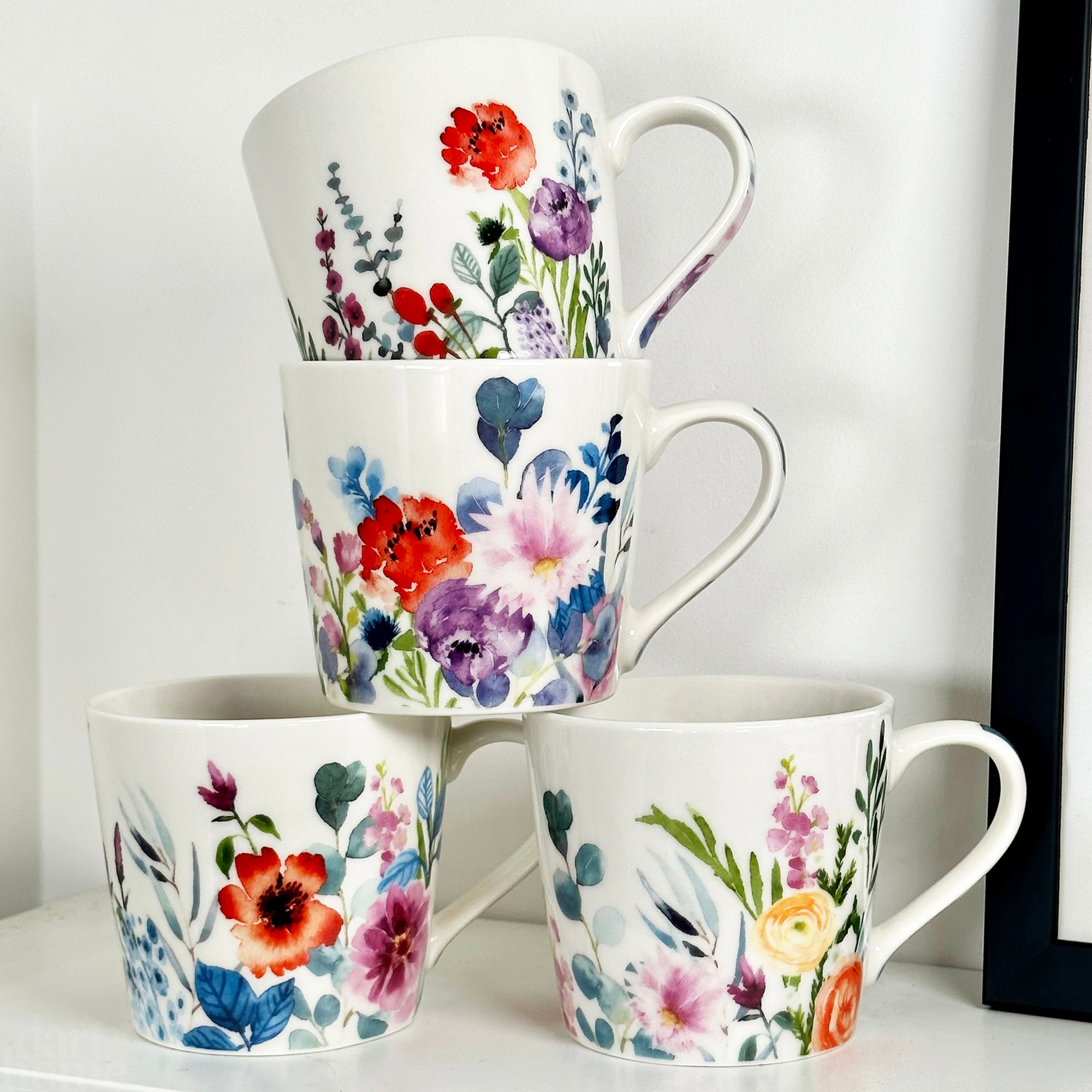 Set Of 4 Floral Meadow Mugs 400ml