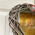 Wide Wicker Heart Wreath With Red Bow