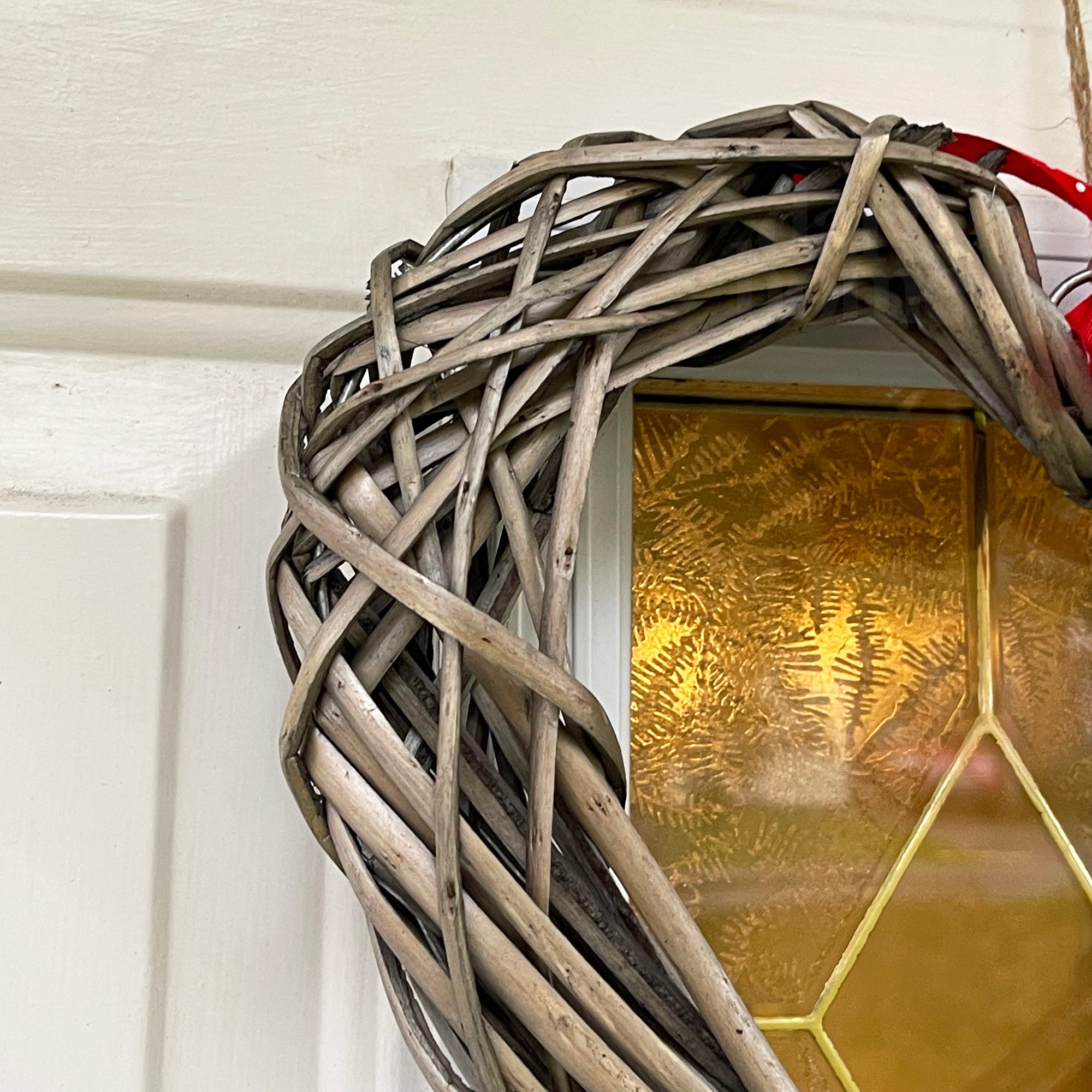 Wide Wicker Heart Wreath With Red Bow