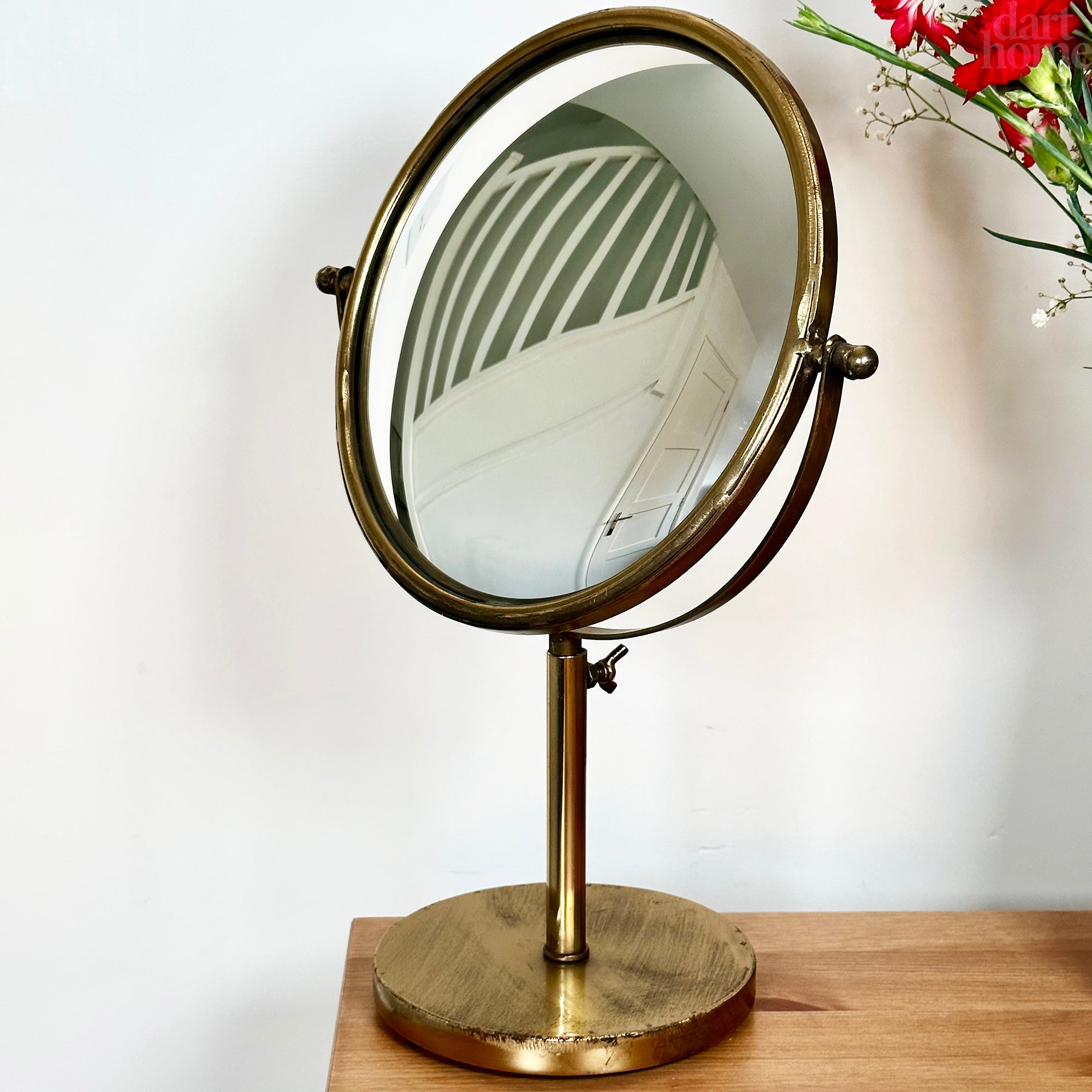 Gold Convex Adjustable Table Mirror