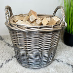 Classic Grey Lined Wicker Log Basket
