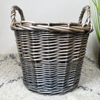 Classic Grey Lined Wicker Log Basket