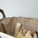 Classic Grey Lined Wicker Log Basket