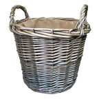 Classic Grey Lined Wicker Log Basket