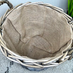 Classic Grey Lined Wicker Log Basket