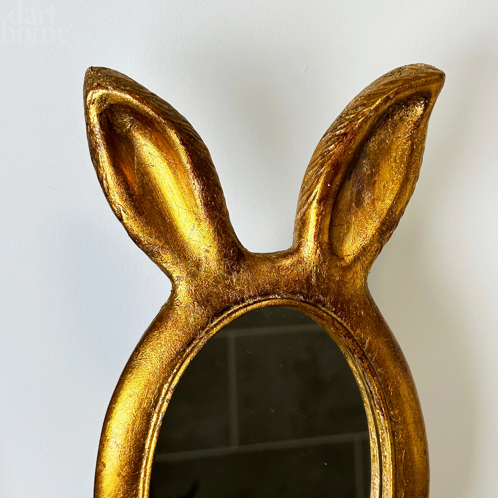 Antikgoldener Tischspiegel mit Hasenohren