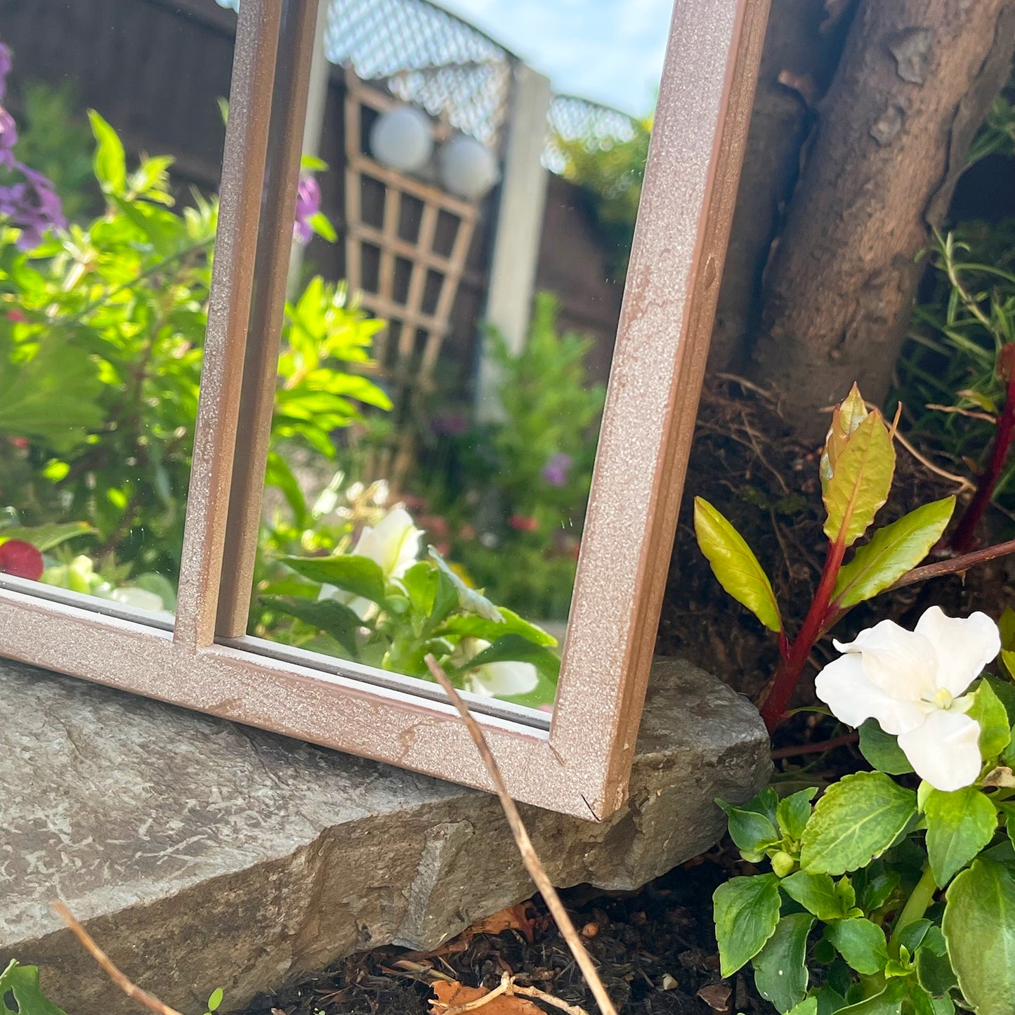 Arched Solar Garden Mirror - Backlit Metal Frame