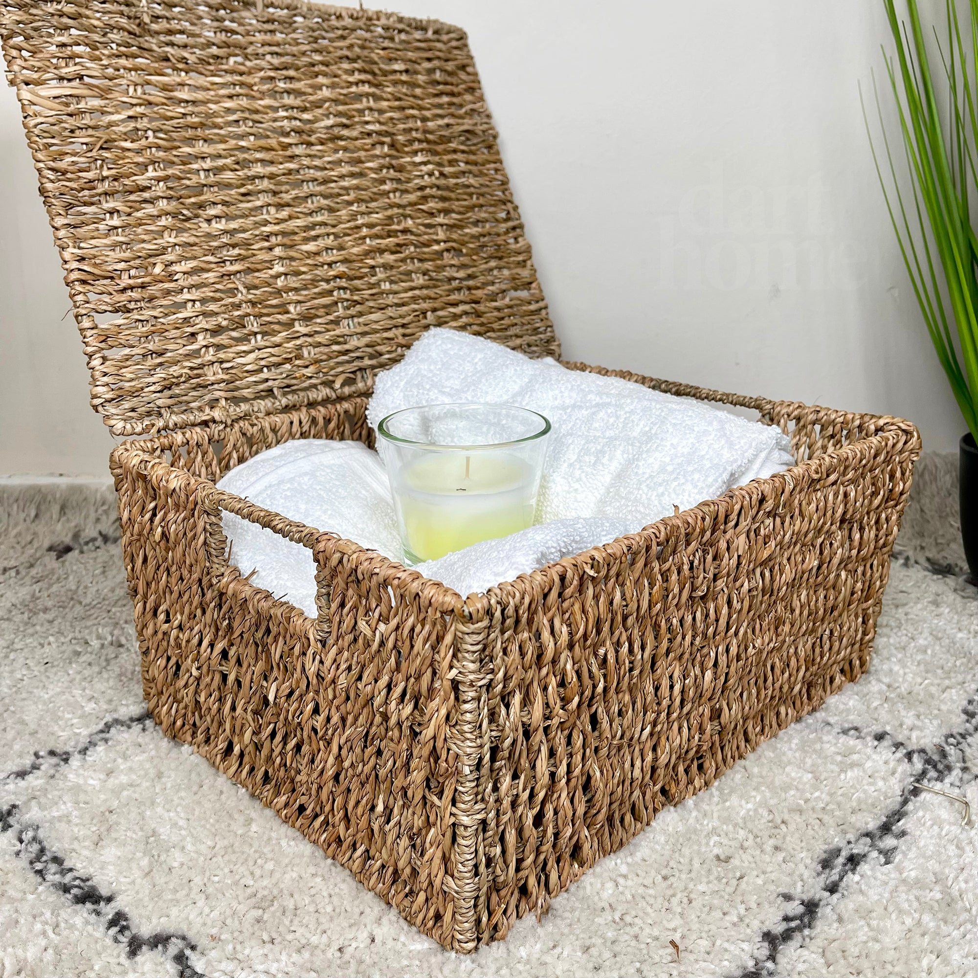 Natural Lidded Seagrass Hampers