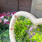 Love Heart Solar Garden Mirror - Backlit Wood Frame