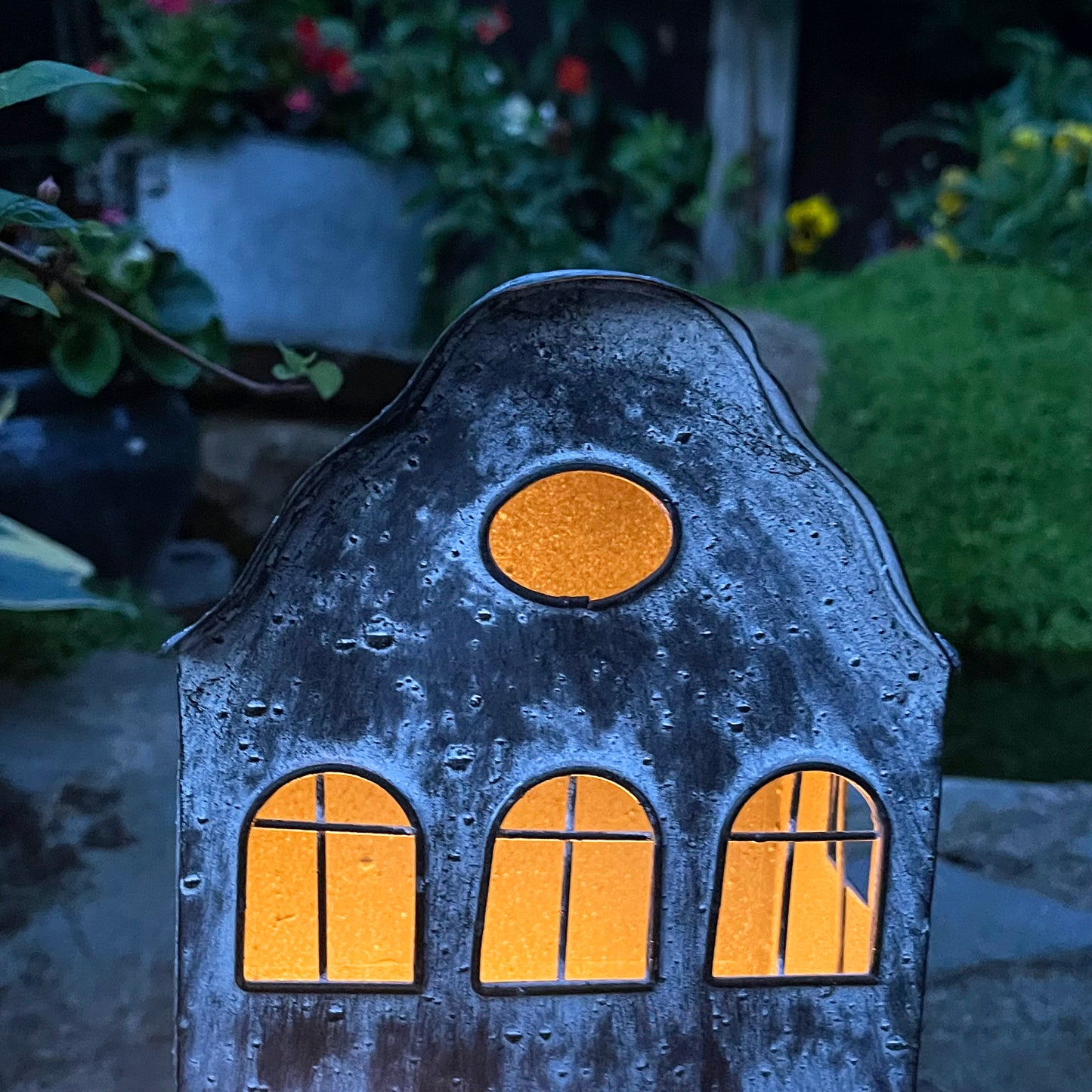 Tall Dutch House Outdoor Candle Lantern