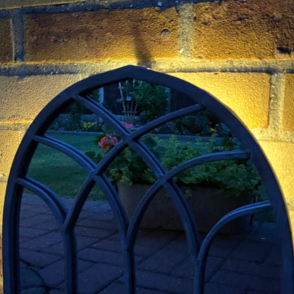 Arched Solar Garden Mirror - Backlit Metal Frame