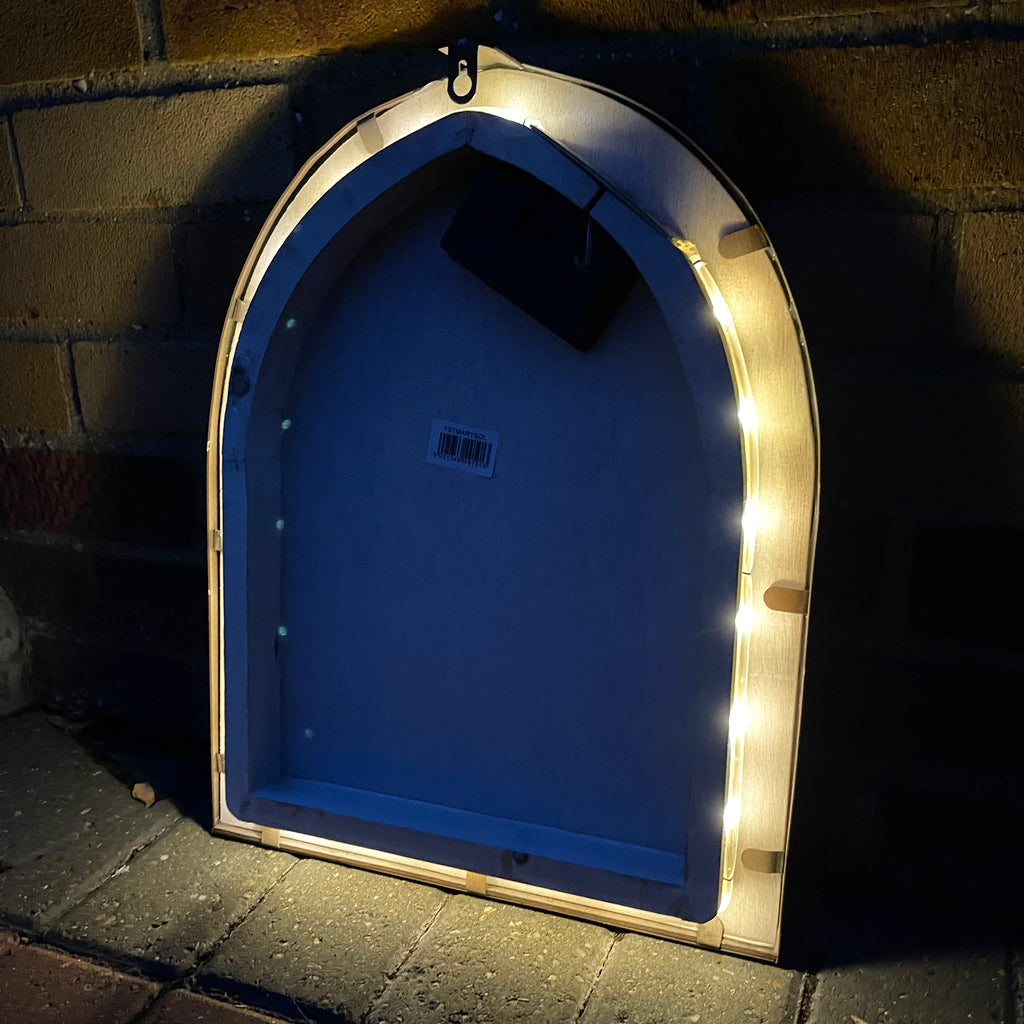 Arched Solar Garden Mirror - Backlit Metal Frame