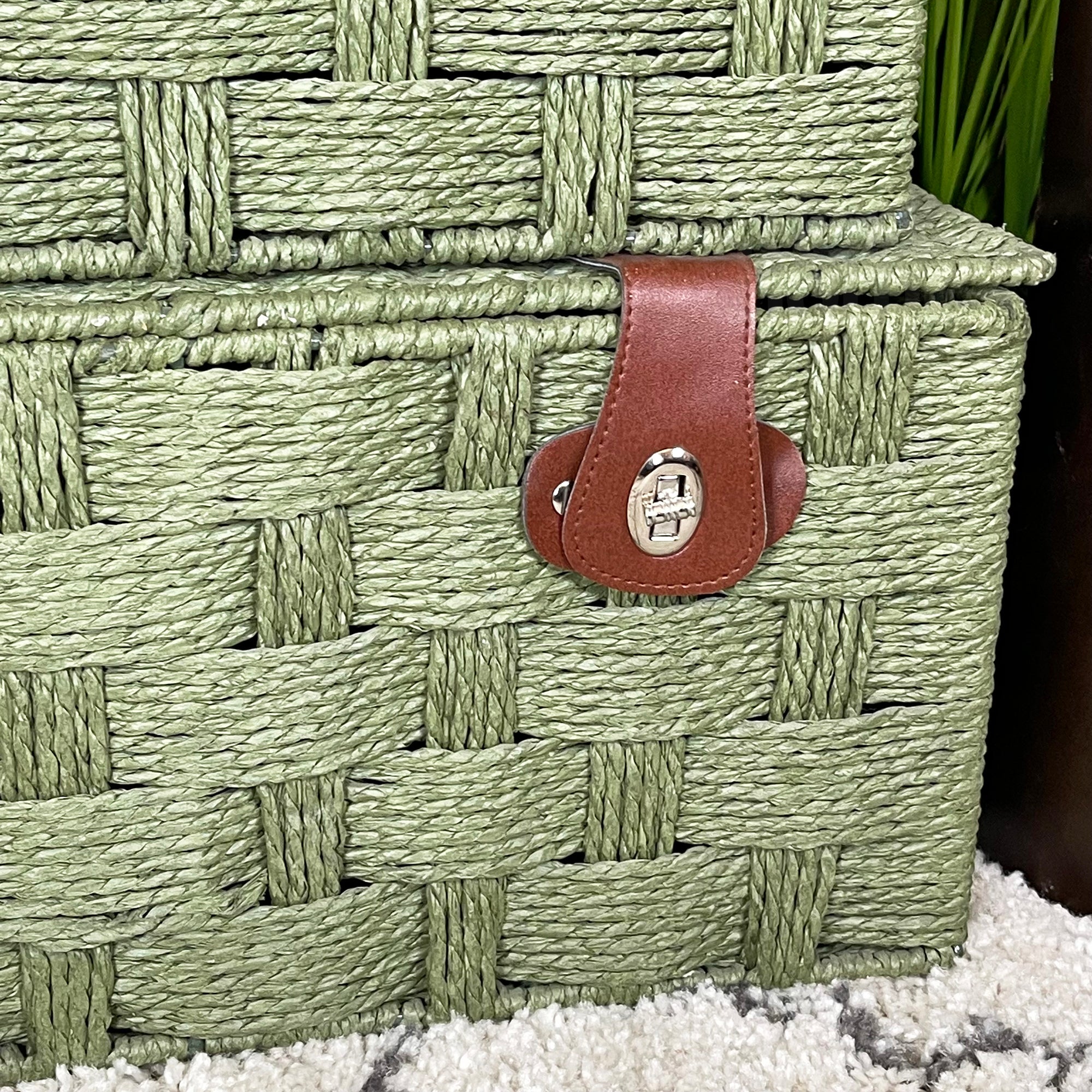 Forest Green Paper Rope Storage Hampers