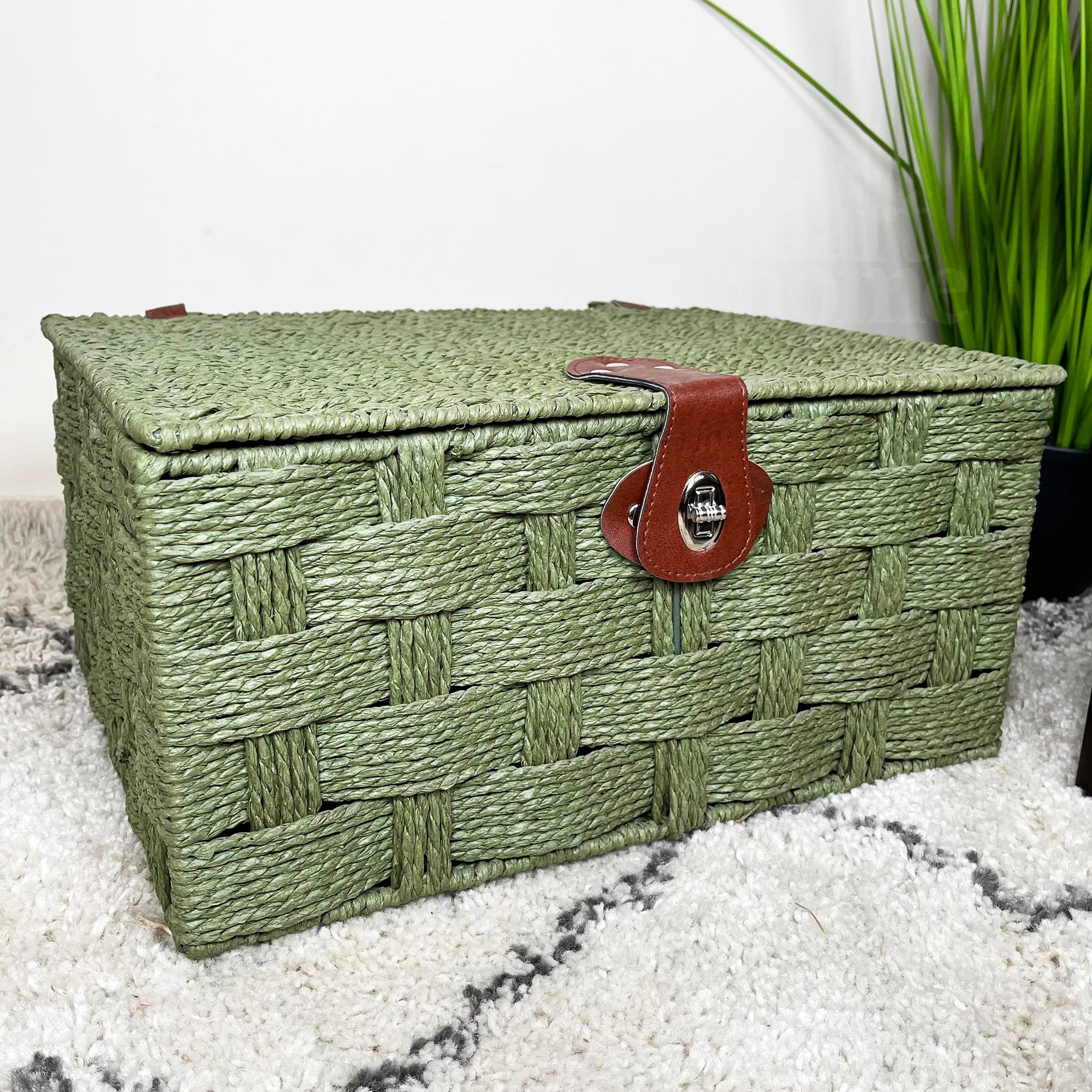 Forest Green Paper Rope Storage Hampers