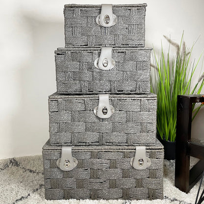 Grey Paper Rope Storage Hampers