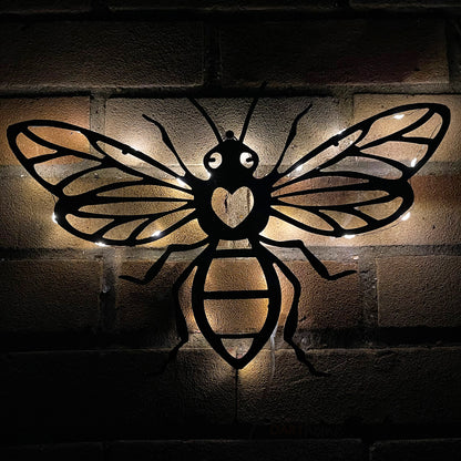 Metal Honey Bee Solar Wall Art