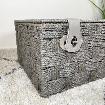 Grey Paper Rope Storage Hampers