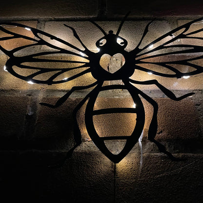 Metal Honey Bee Solar Wall Art