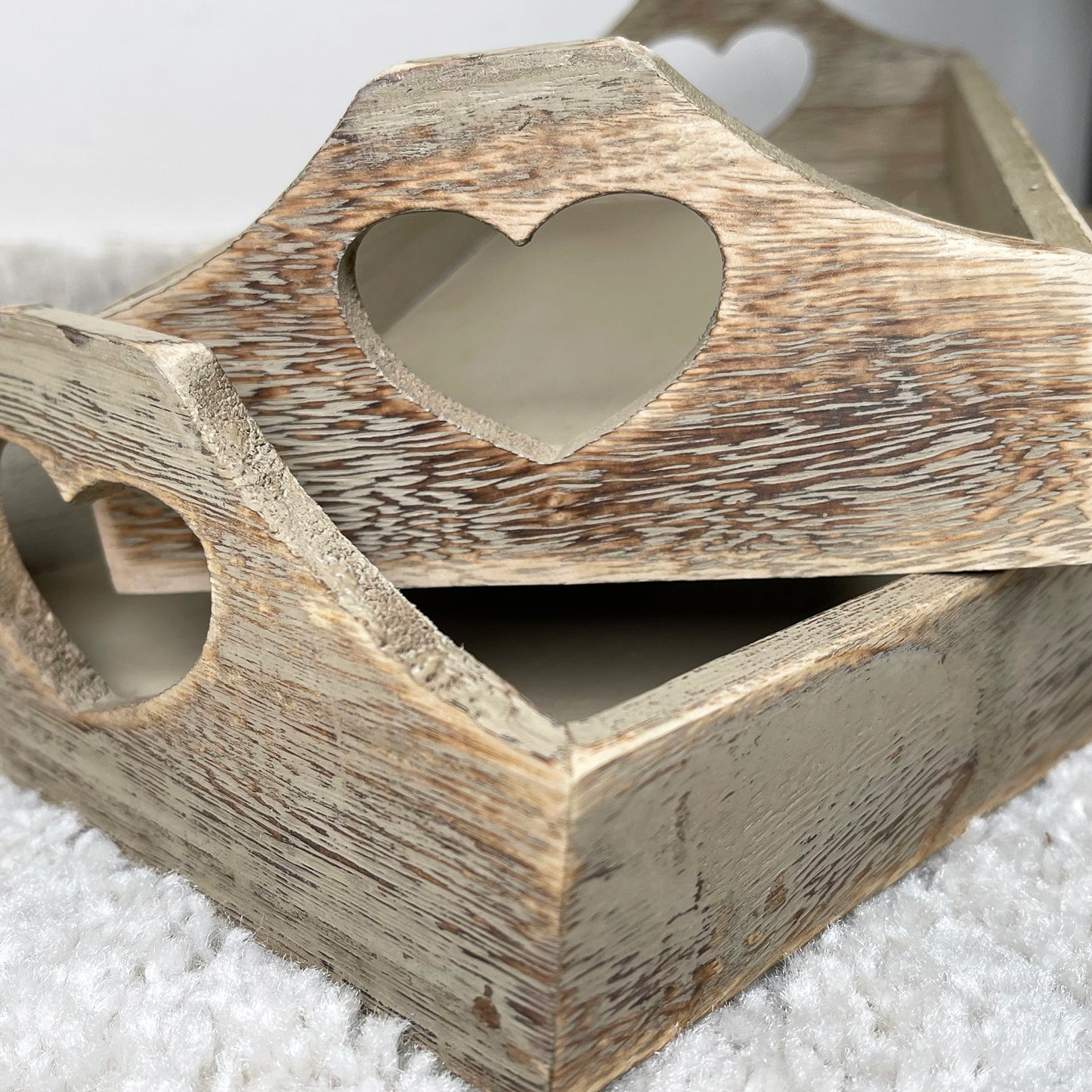 Wood Love Heart Serving Trays Set Of 2