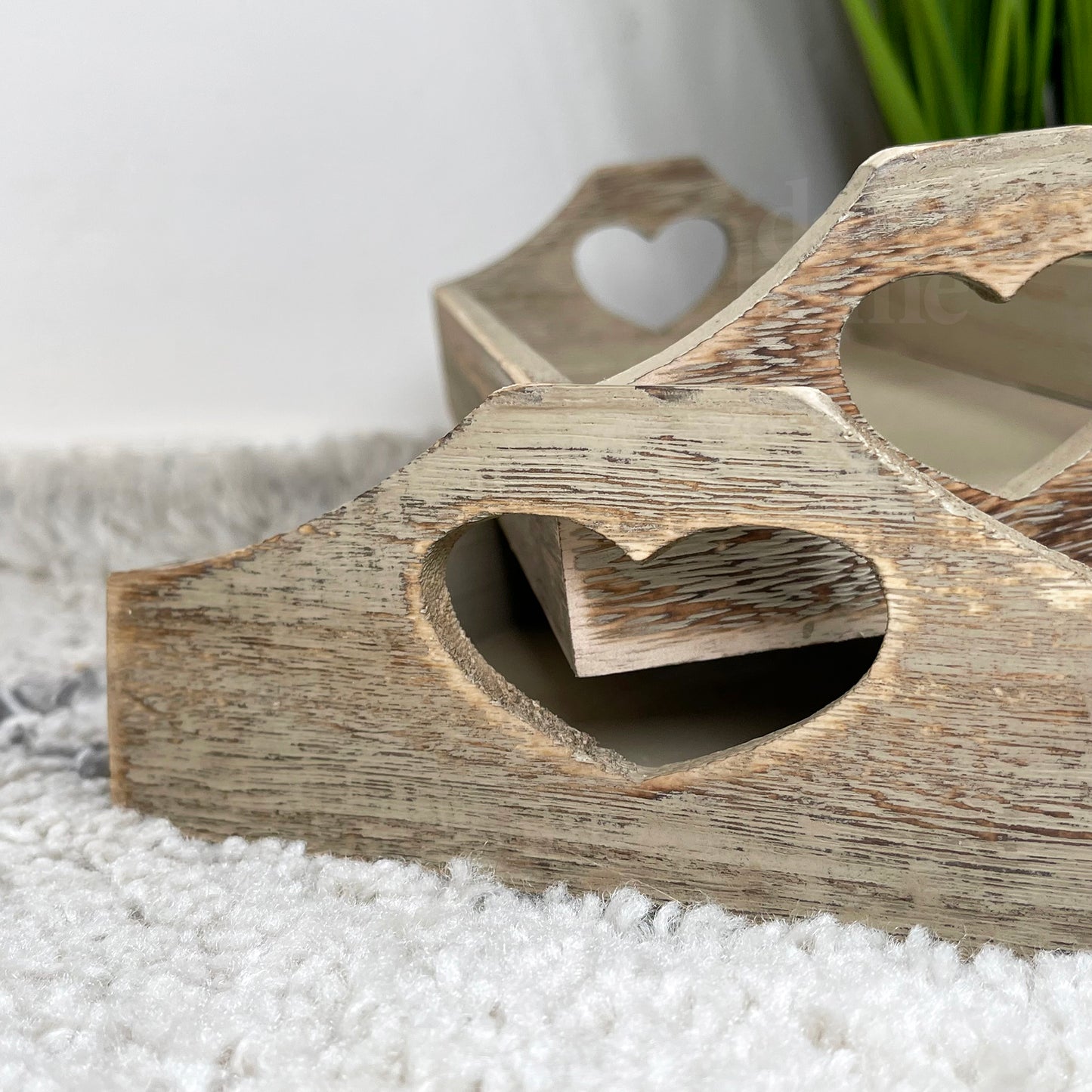 Wood Love Heart Serving Trays Set Of 2