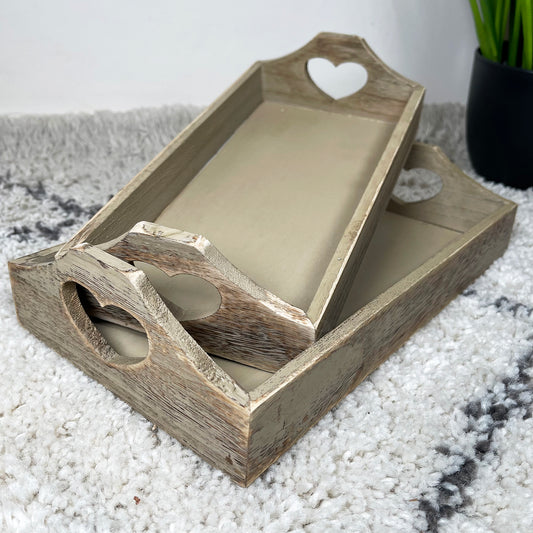 Wood Love Heart Serving Trays Set Of 2