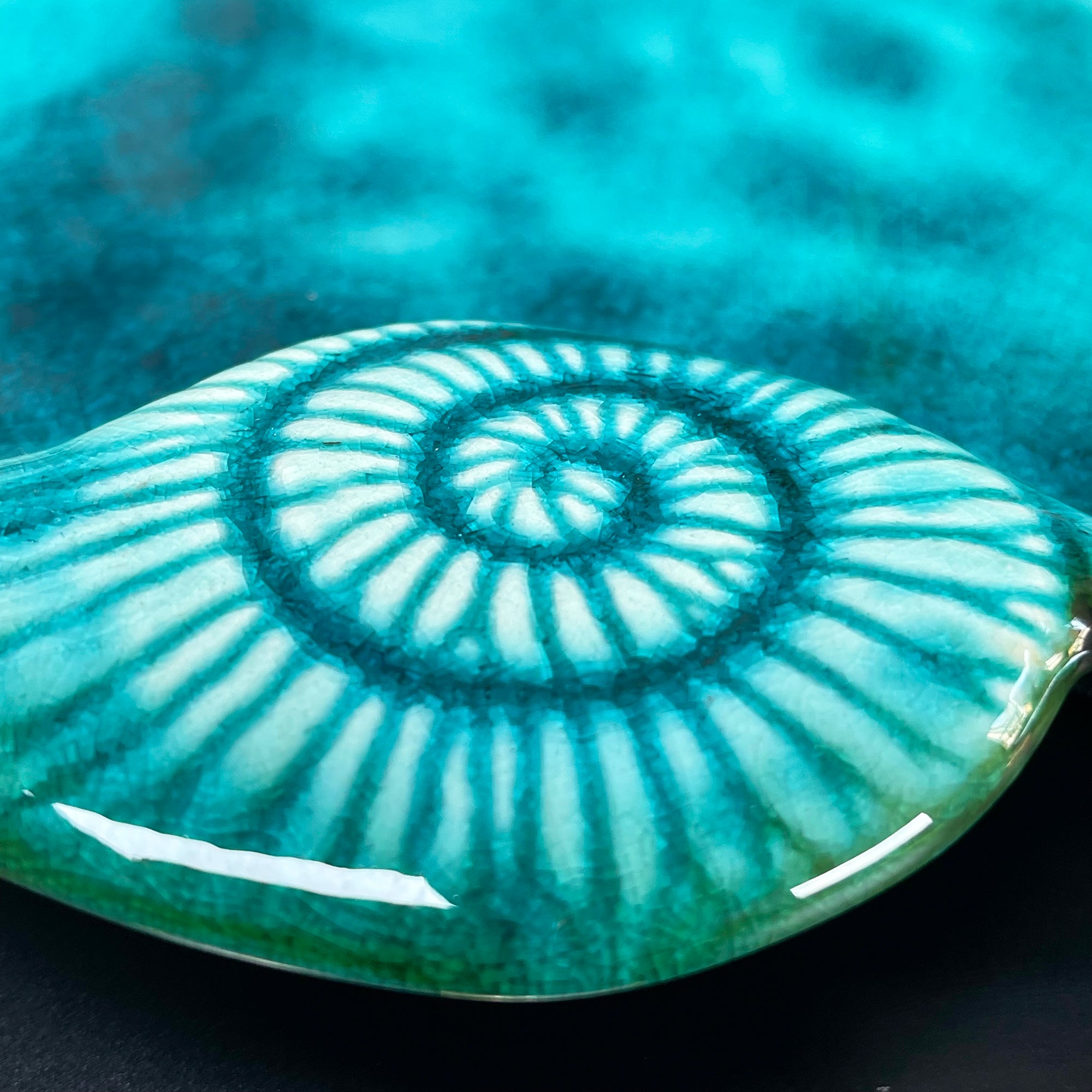 Ceramic Teal Blue Shell Trinket Dish
