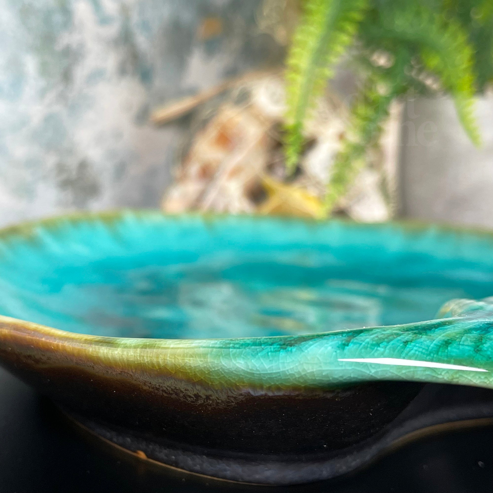 Ceramic Teal Blue Shell Trinket Dish
