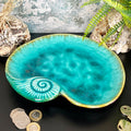 Ceramic Teal Blue Shell Trinket Dish