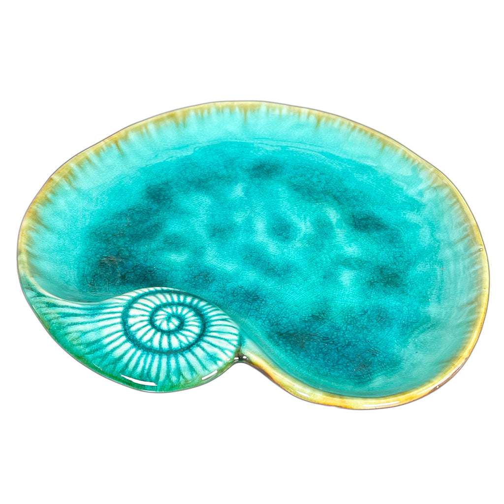 Ceramic Teal Blue Shell Trinket Dish
