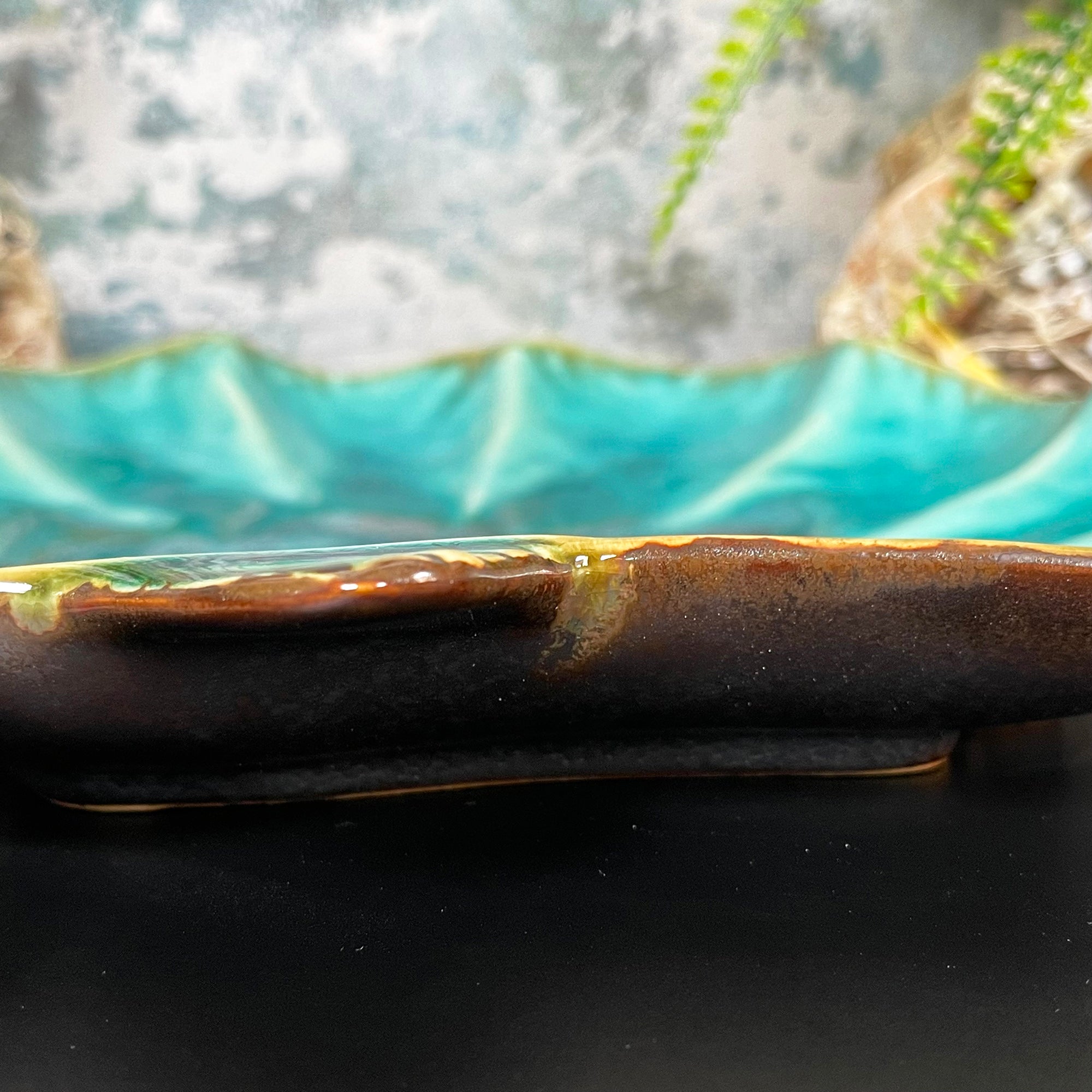 Ceramic Teal Blue Scallop Shell Trinket Dish