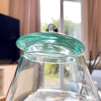Molten Glass Jar Teak Root Stand With Lid