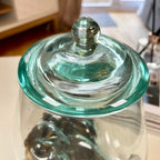 Molten Glass Jar Teak Root Stand With Lid