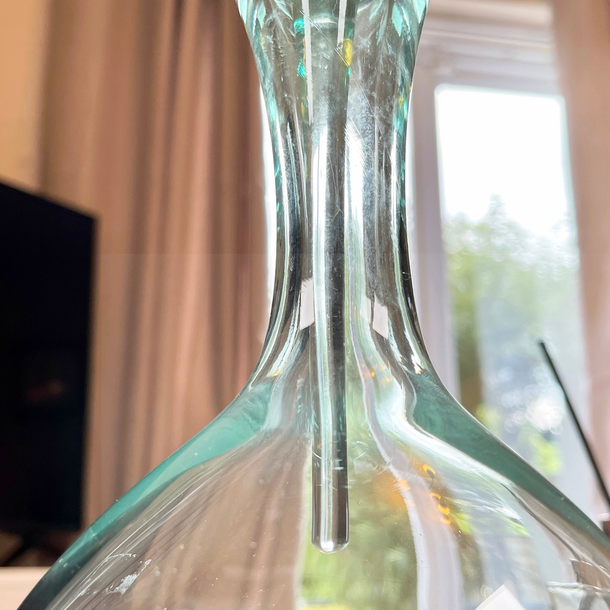 Molten Glass Decanter Teak Root Stand