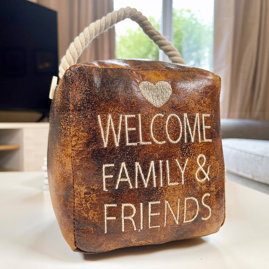 Faux Leather Welcome Cube Doorstop