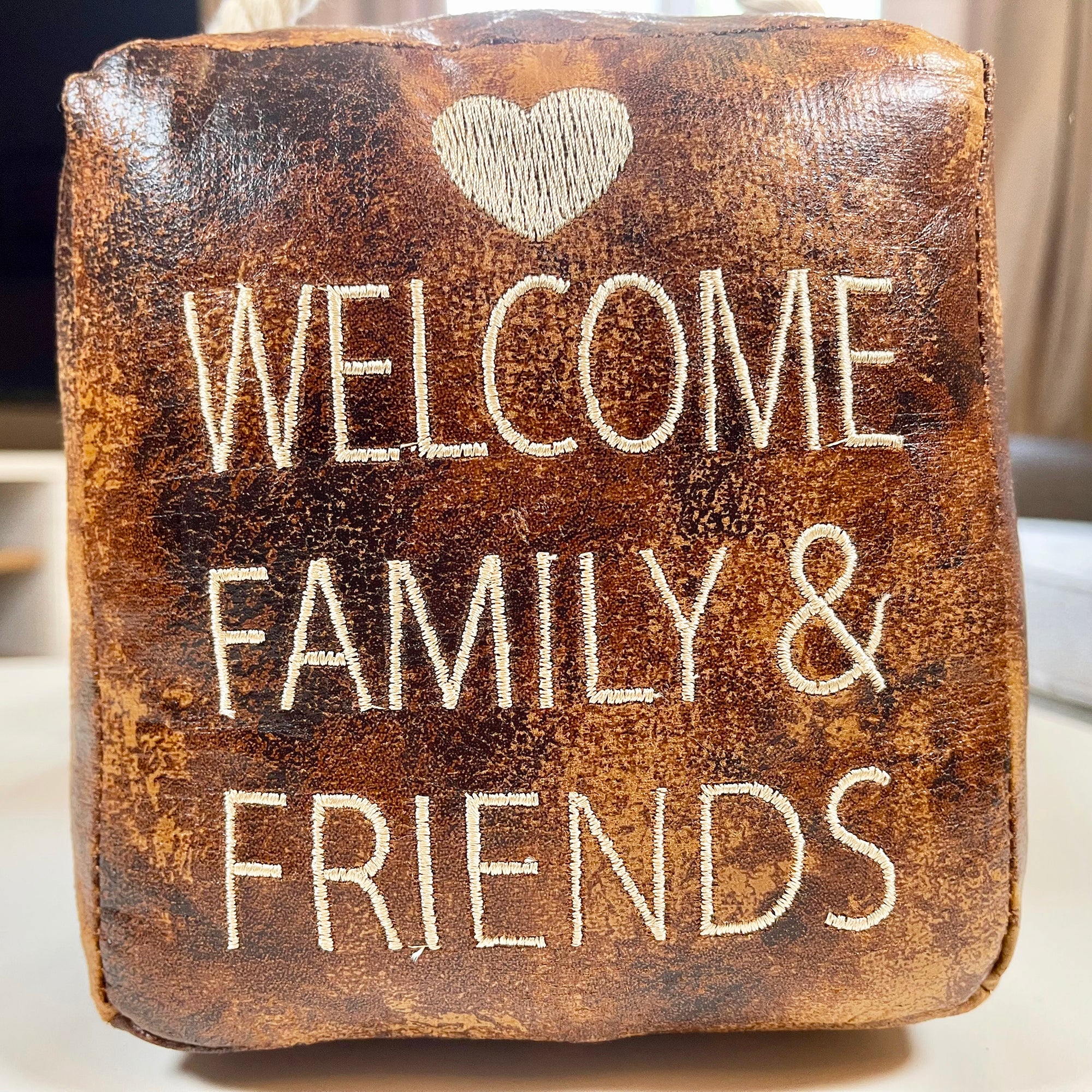 Faux Leather Welcome Cube Doorstop