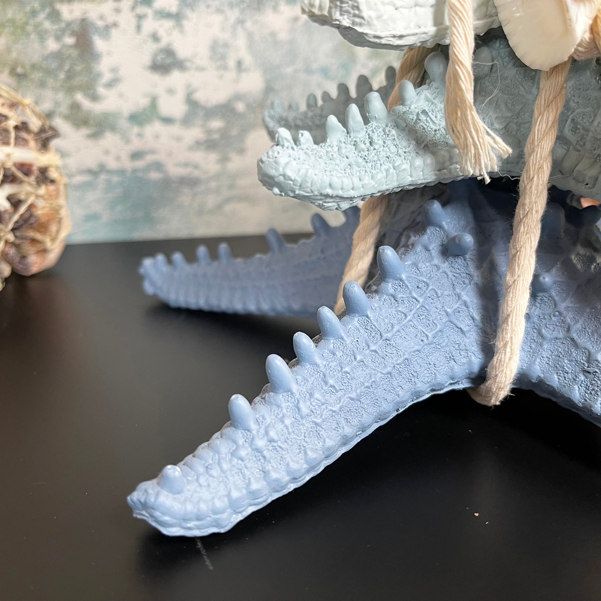 Blue & White Starfish In Rope Ornament