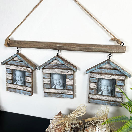 Hanging Triple Beach Hut Photo Frames