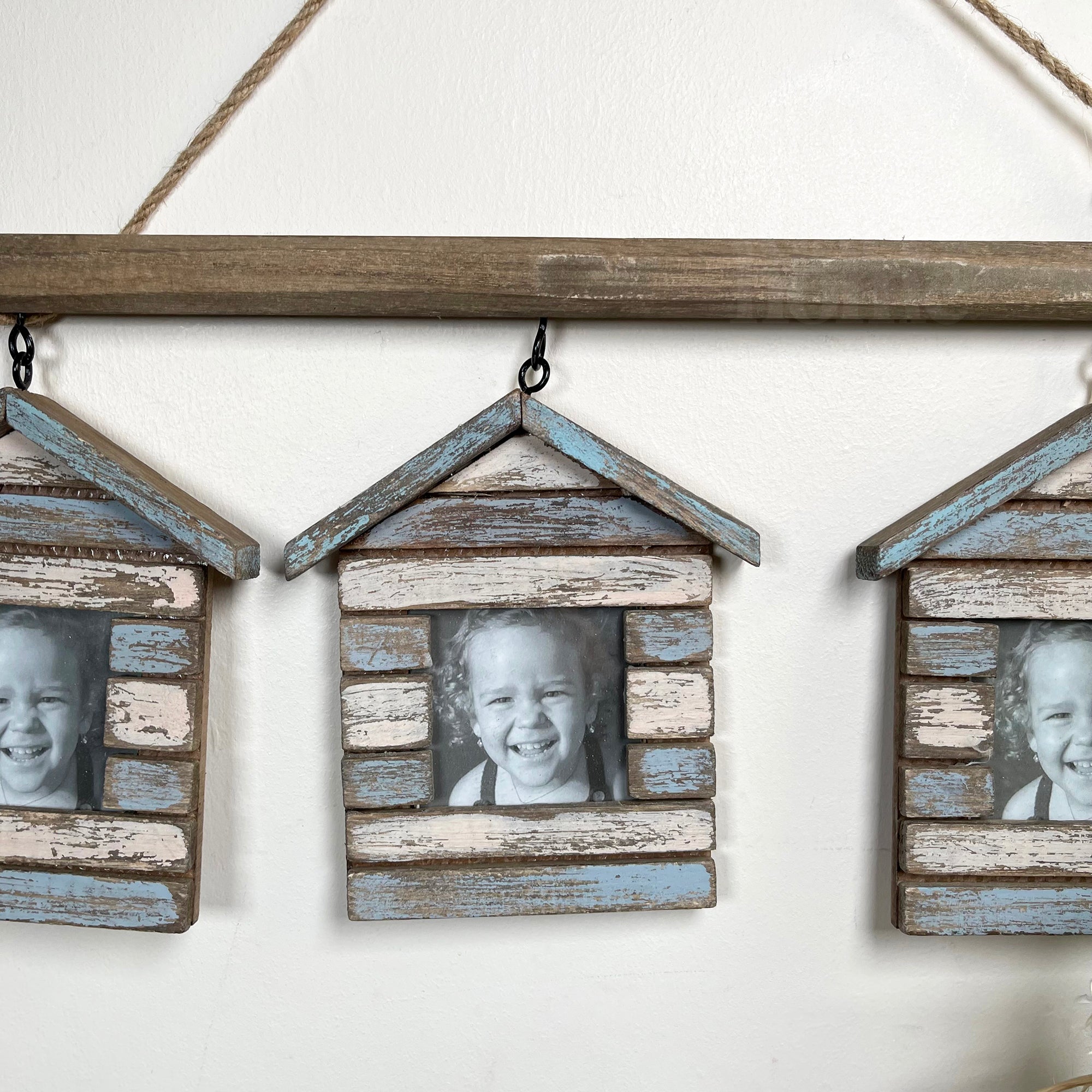 Hanging Triple Beach Hut Photo Frames