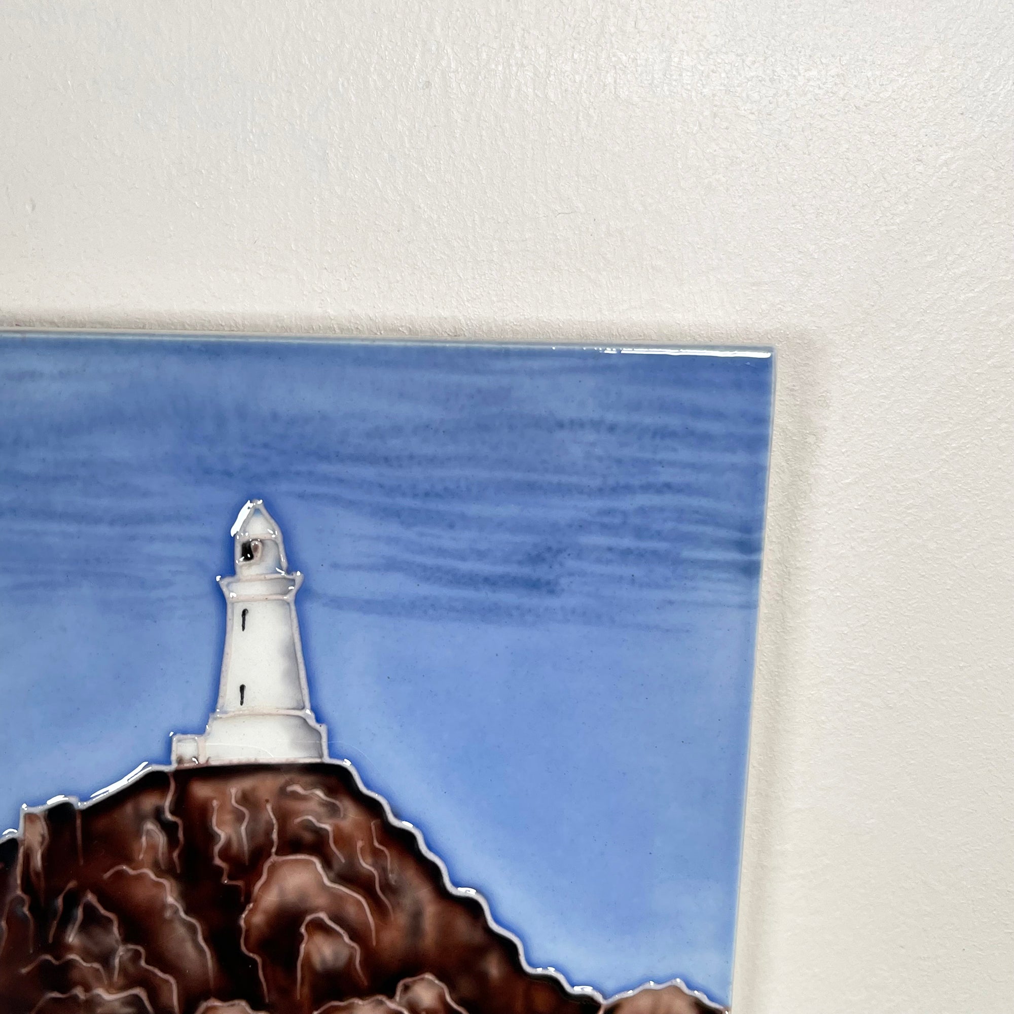 Lighthouse Island Ceramic Art Tile 8x8"