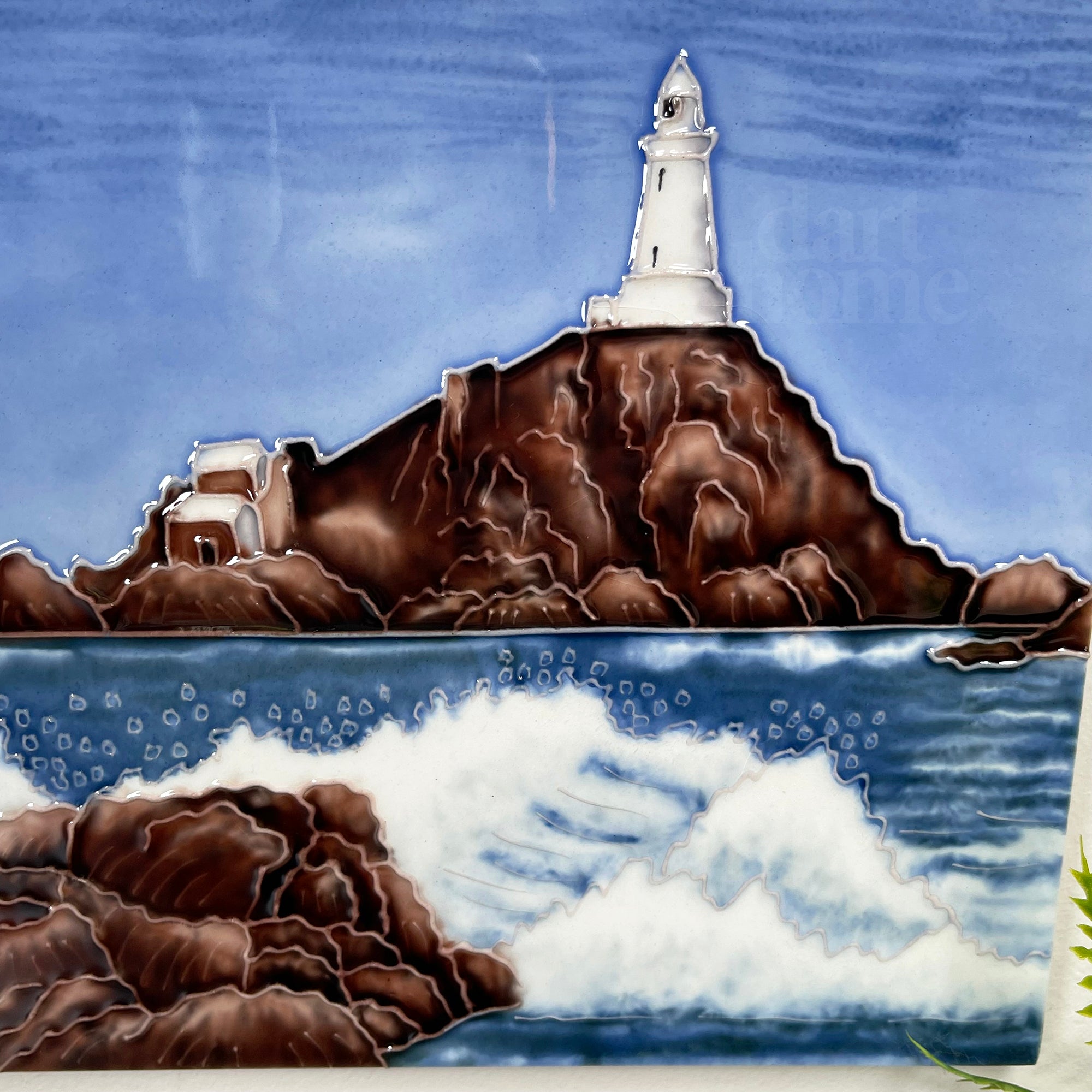 Lighthouse Island Ceramic Art Tile 8x8"
