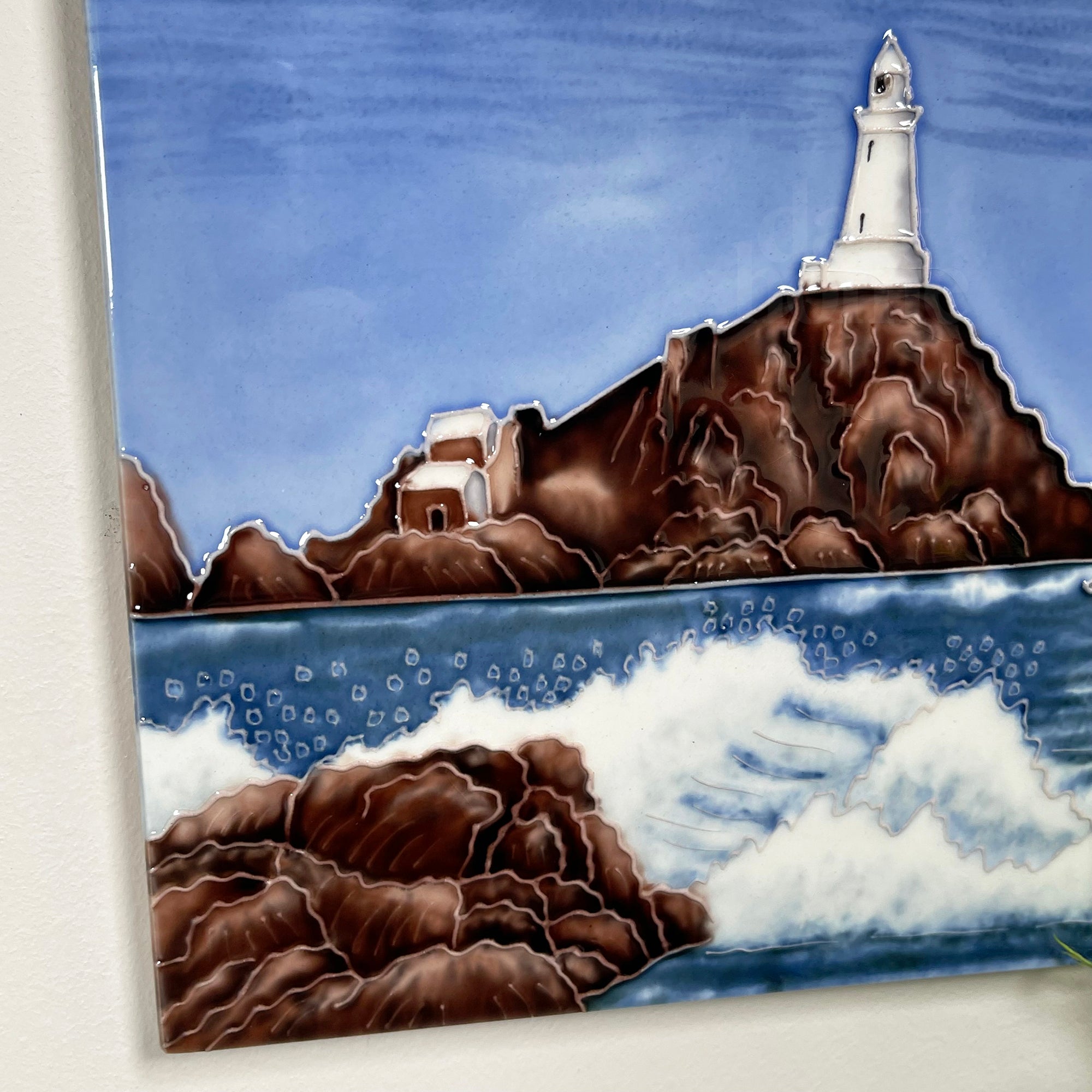 Lighthouse Island Ceramic Art Tile 8x8"
